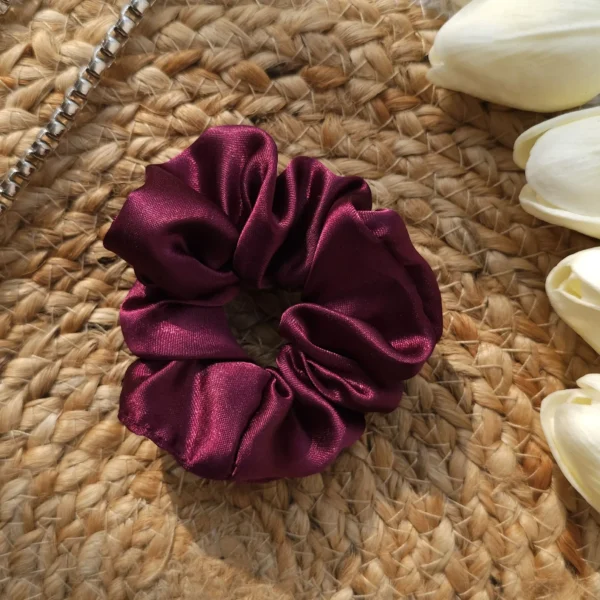 Maroon Satin Scrunchie - Image 4