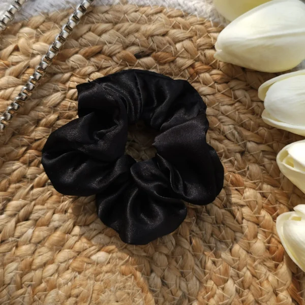 Black Satin Scrunchie - Image 3