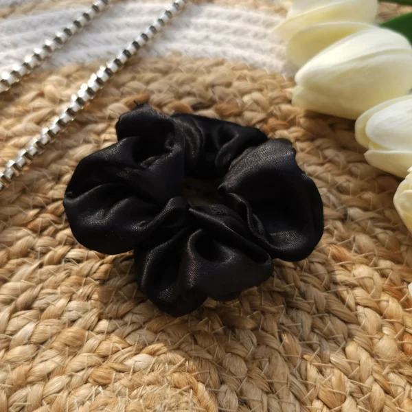 Black Satin Scrunchie - Image 4