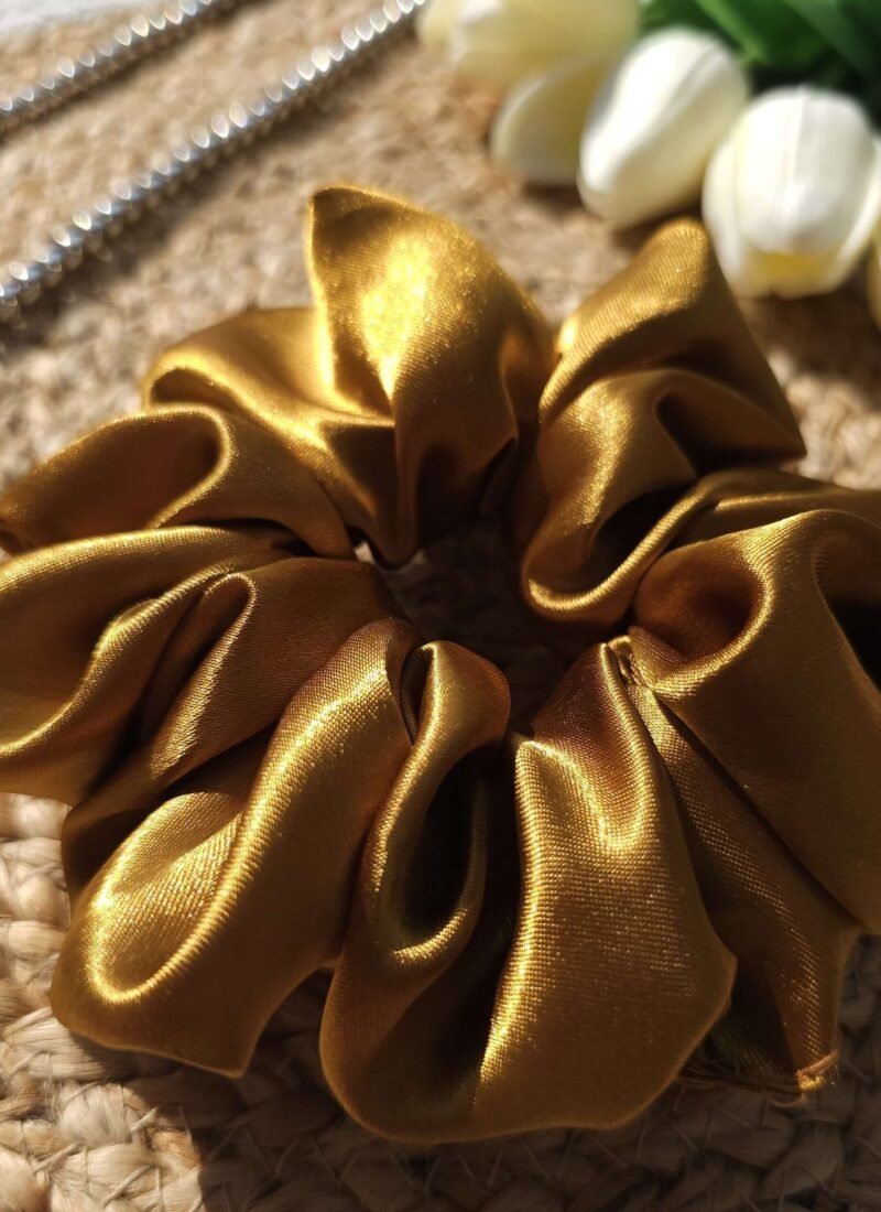 trendy bronze satin scrunchie