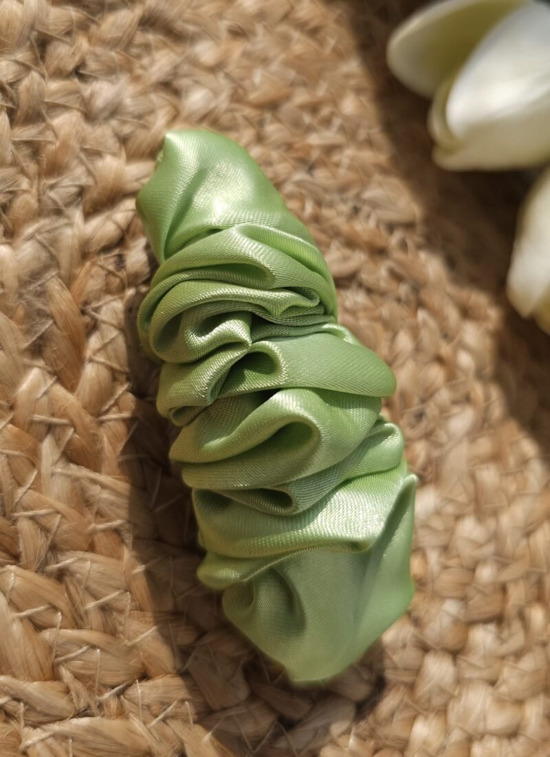 Dark green satin french barrette