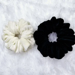 Black and White Velvet Scrunchie Combo - Image 2