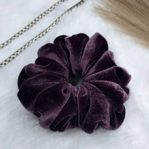 Plum Purple Velvet Scrunchies - Image 2