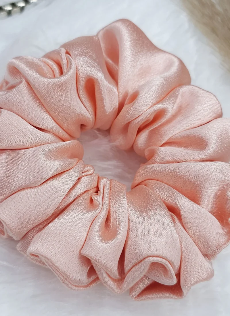 peach luxe silk satin scrunchies