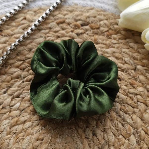Green Satin Scrunchie - Image 2