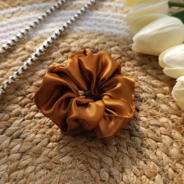 Brown Satin Scrunchie - Image 2