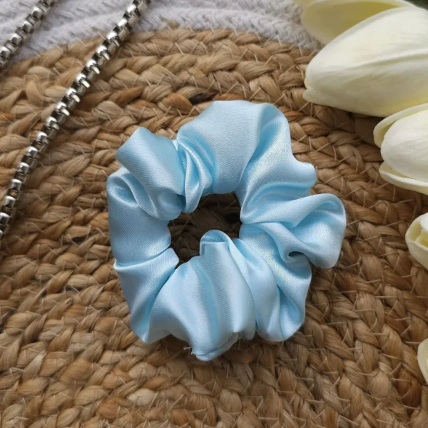 Light Blue Satin Scrunchie - Image 2