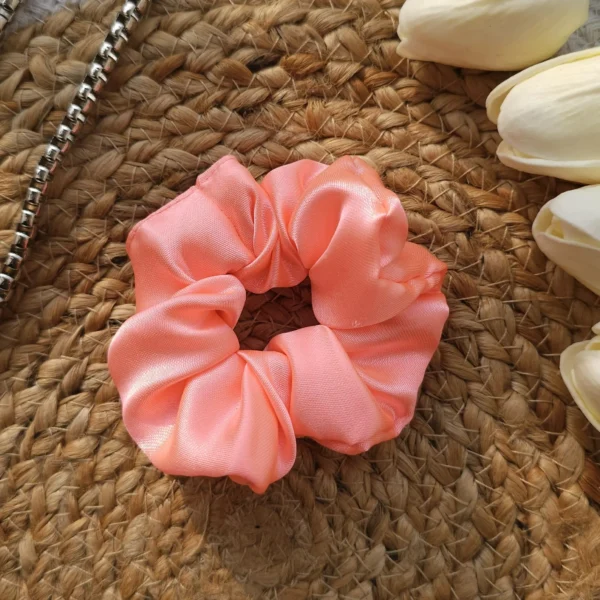 Coral Satin Scrunchie - Image 2