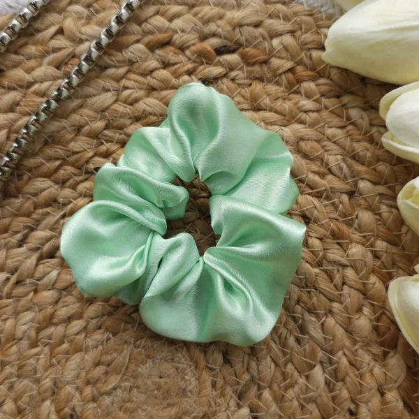 Light Sea Green Satin Scrunchie - Image 2