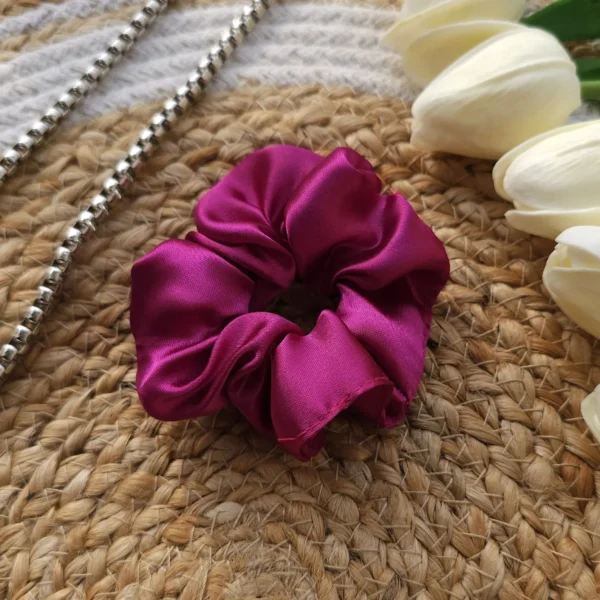 Magenta Satin Scrunchie - Image 2