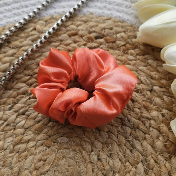 Orange Satin Scrunchie - Image 2
