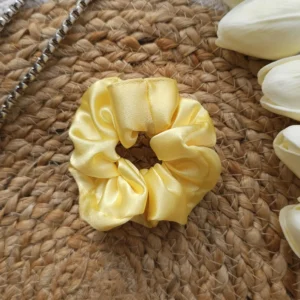 Satin scrunchies in elegant patterns – soft stylish and handmade.
