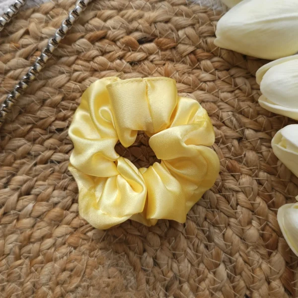 Satin scrunchies in elegant patterns – soft stylish and handmade.