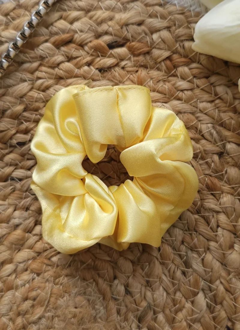 Satin scrunchies in elegant patterns – soft stylish and handmade.
