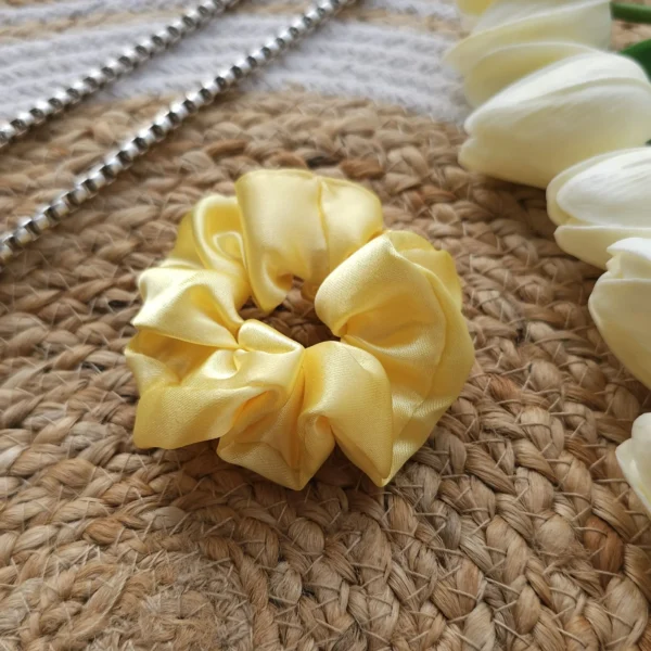 Yellow Satin Scrunchie - Image 2