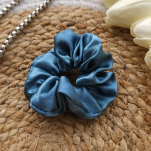 Pacific Blue Satin Scrunchie - Image 2