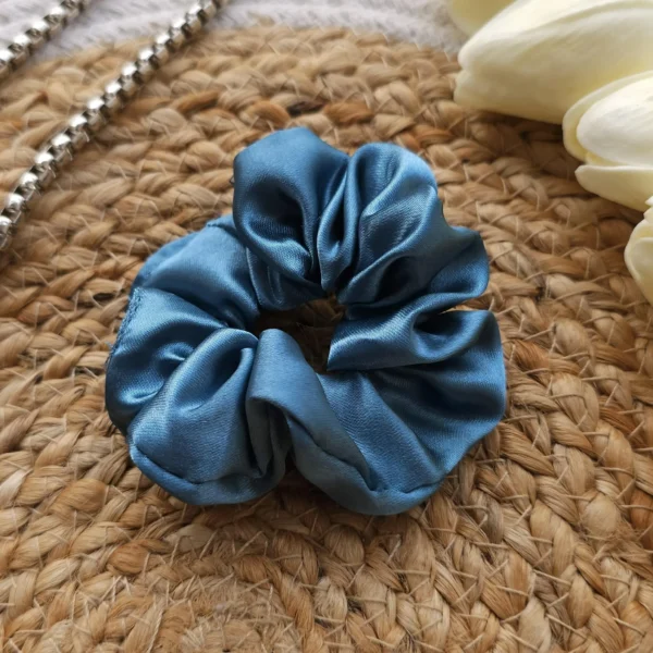 Pacific Blue Satin Scrunchie - Image 2