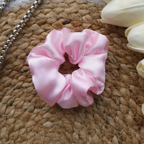 Baby Pink Satin Scrunchie - Image 4