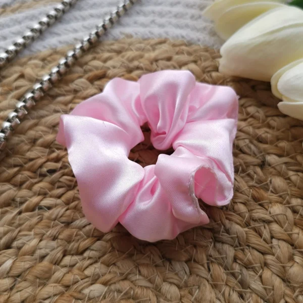 Baby Pink Satin Scrunchie - Image 3