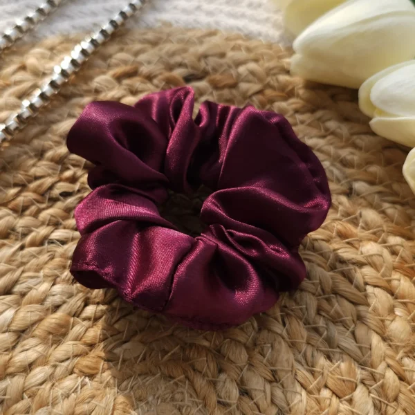 Maroon Satin Scrunchie - Image 3