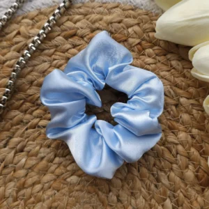 Powder Blue Satin Scrunchies - Image 3