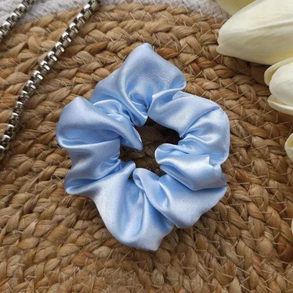 Powder Blue Satin Scrunchies - Image 3