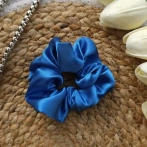 CornFlower Blue Satin Scrunchie - Image 2