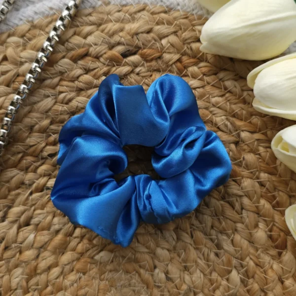 CornFlower Blue Satin Scrunchie - Image 2
