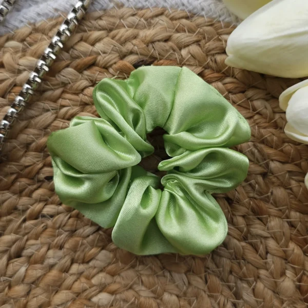 Tea Green Satin Scrunchie - Image 2