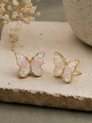 Crystal Marble Butterfly Earrings - Image 3