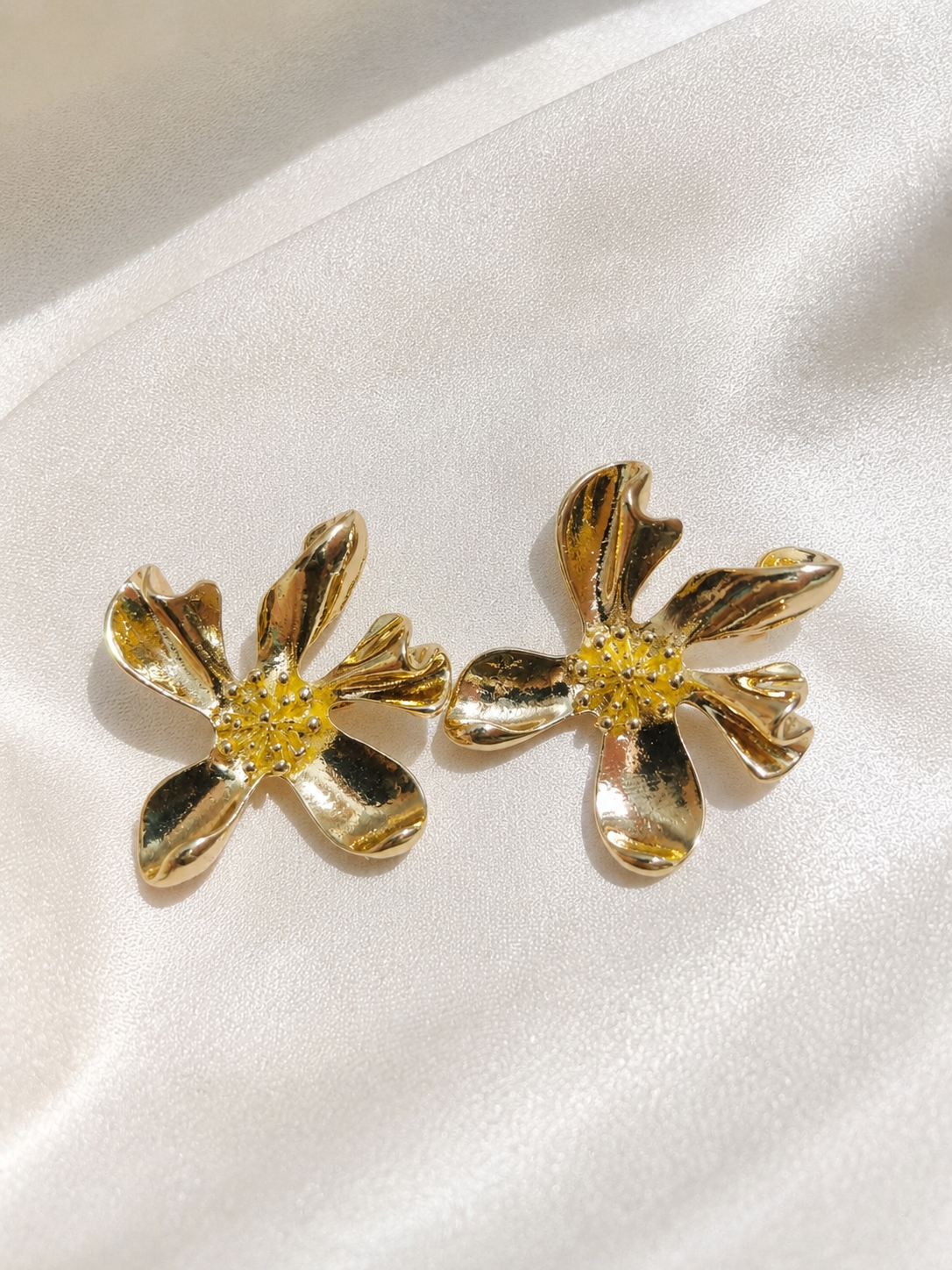 Golden Bloom Flower Earrings Golden Bloom Flower Statement Earrings in Premium Gold Finish