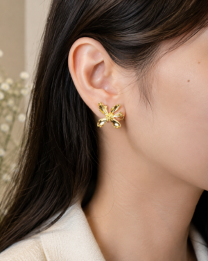 Golden Bloom Flower Earrings 316L - Image 2