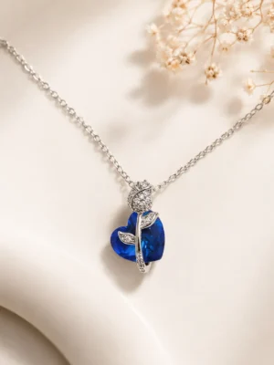 Blue Tulip Crystal Heart Neckchain - Image 3
