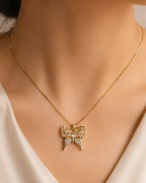 18k Gold Plated Angel Golden Butterfly Necklace - Image 2
