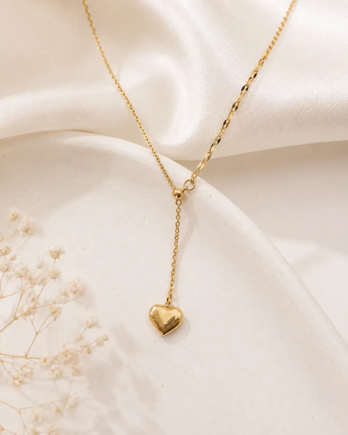 Love Knot Necklace Love Knot Necklace with Adjustable Gold Chain and Heart Charm