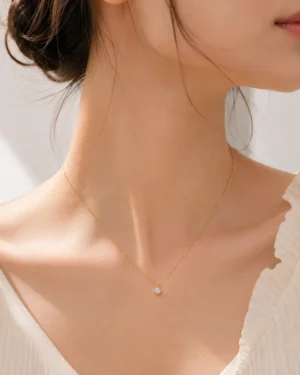 Tiny Silver Stone Necklace - Image 2