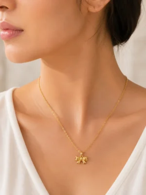 Gold Bow Necklace - Image 2