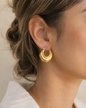Monaco Chunky Gold Hoop Earrings - Image 2