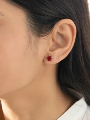 Crystal Red Stone Studs - Image 2