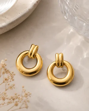 Orbit Gold Link Earrings - Image 3