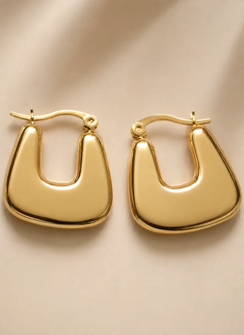 Sienna Sculpted Frame Gold Hoop Earrings for Women