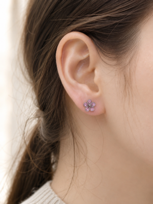 Blush Blossom Crystal Stud Earrings - Image 2