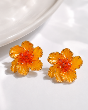 Hibiscus Bloom Stud Earrings - Image 3
