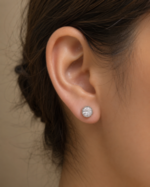 Celeste Halo Crystal Stud Earrings - Image 2