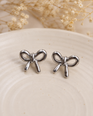 Silver Minimalist Bow Stud Earrings