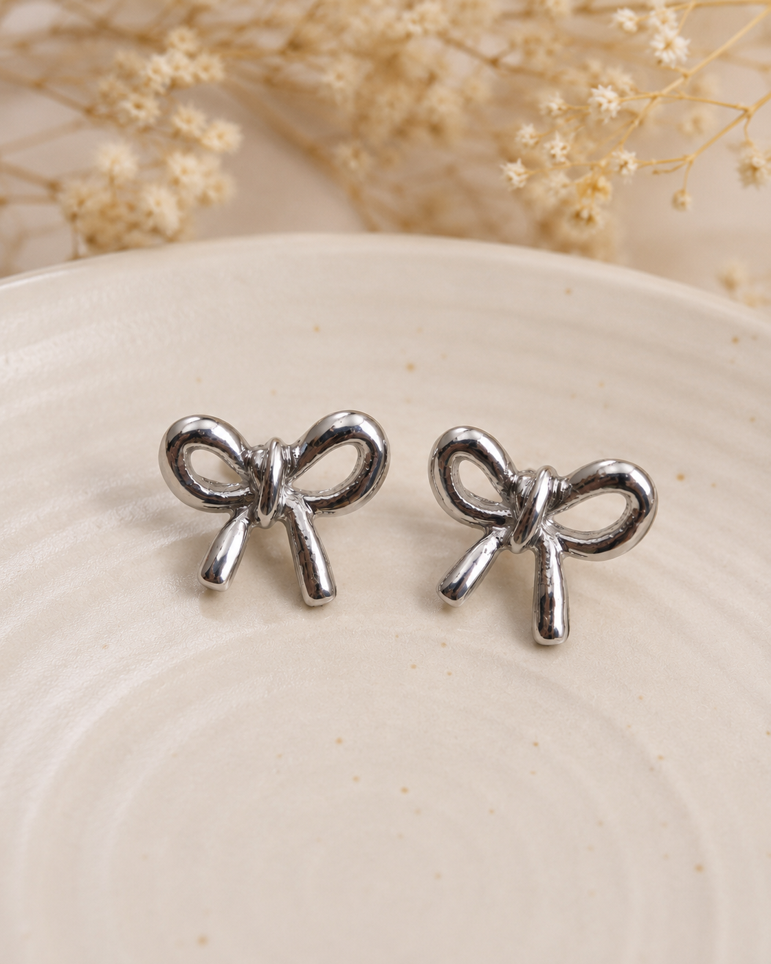 Silver Minimalist Bow Studs Silver Minimalist Bow Stud Earrings