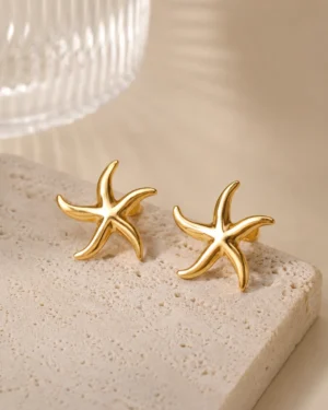 Ocean Muse Gold Starfish Stud Earrings for Women