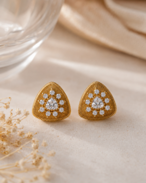 Gold Crystal Triangle Studs - Image 2