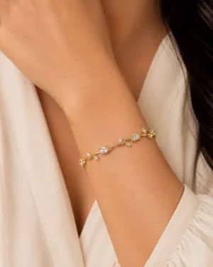 Celeste Crystal Gold Bracelet with Oval Crystal Design for Women
