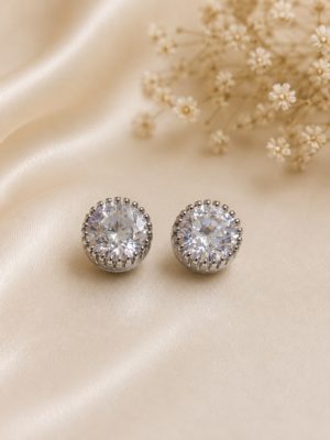 Celeste Halo Crystal Stud Earrings - Image 3